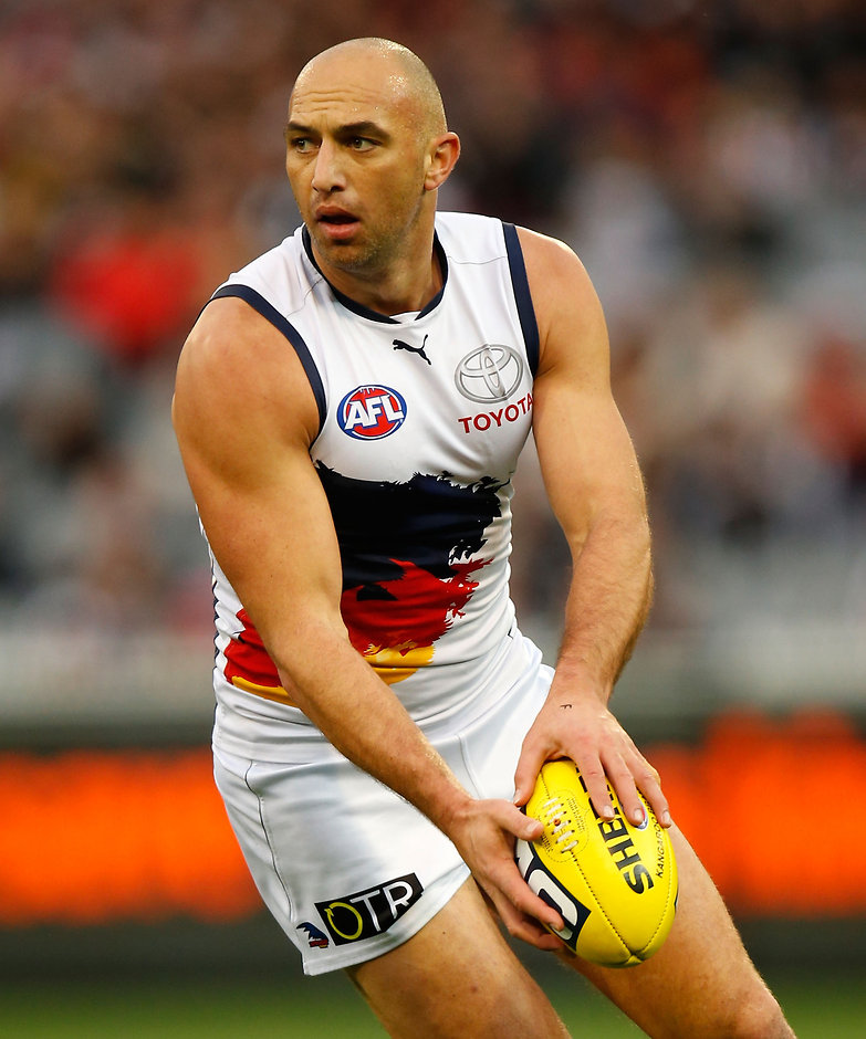 AFL 2014 Rd 18 - Collingwood v Adelaide James Podsiadly of the Crows in action during the 2014 AFL Round 18 match between the Collingwood Magpies and the Adelaide Crows at the MCG, Melbourne on July 27, 2014. (Photo: Michael Willson/AFL Media)